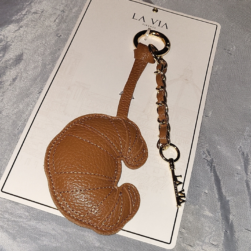 La Via  Firenze brown Croissant Keychain Bag Charm Bnwt Ty La